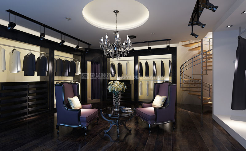 古攝影婚紗店裝修之男裝區(qū)設計效果圖