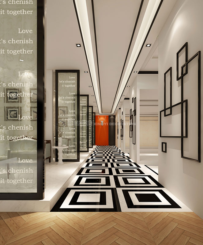 古攝影婚紗店裝修之化妝卡座過道設計效果