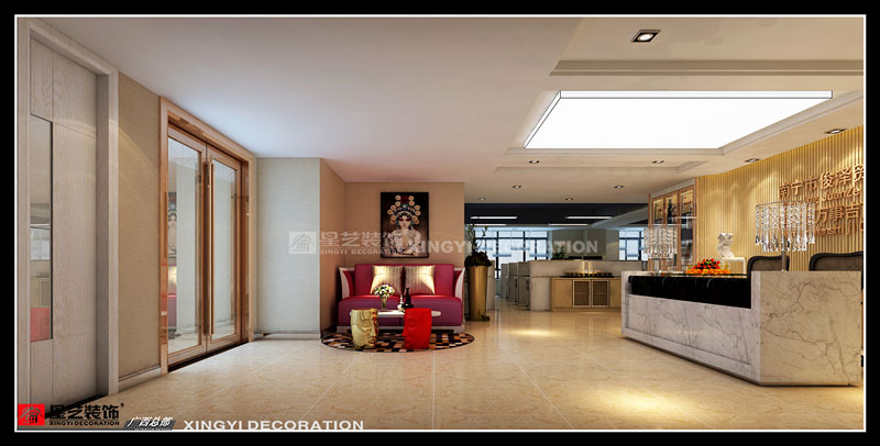 華西商貿(mào)城辦公樓裝修總臺(tái)設(shè)計(jì)效果第二張