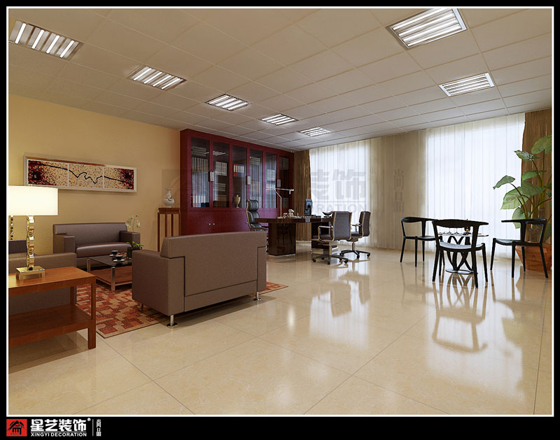 勁達(dá)興紙業(yè)辦公室裝修之副總經(jīng)理室設(shè)計(jì)效果