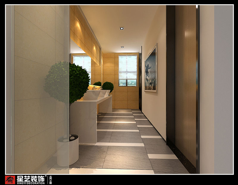 廣西中青旅辦公室衛(wèi)生間過道裝修設(shè)計(jì)效果