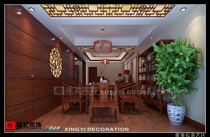 貝福投資集團(tuán)董事長(zhǎng)辦公室茶藝區(qū)裝修設(shè)計(jì)效果