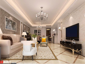 凱悅國際142平歐式風(fēng)格客廳設(shè)計效果