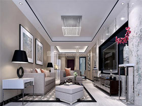 藍(lán)山上城120平現(xiàn)代簡(jiǎn)約客廳設(shè)計(jì)效果