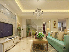 廣源國際社區(qū)240平歐式風(fēng)格客廳設(shè)計(jì)效果