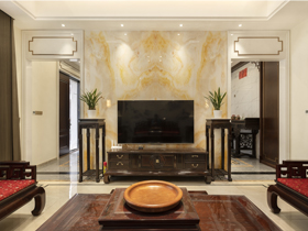 武鳴嶺合村別墅800平中式客廳完工實景